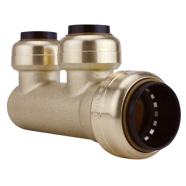 Apollo 3/4 in. Brass Push-To-Connect Inlet x 1/2 in. Brass Push-To-Connect Outlets 2-Port Closed Manifold FSBM2PTC - main